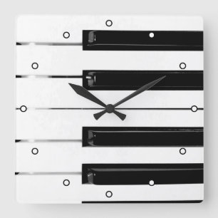 Klaviertasten mit Punkten Quadratische Wanduhr