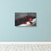 Klaviertasten mit Rote Rose Leinwanddruck (Insitu (Holzboden))