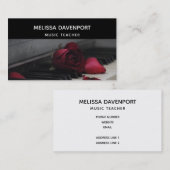 Klaviertasten mit Rote Rose Visitenkarte (Vorne/Hinten)