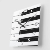 Klaviertasten mit Zahlen Quadratische Wanduhr (Winkel)