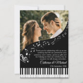 Klaviertasten Musik Schwarz-Weiß-Foto Hochzeit Dankeskarte (Vorderseite)