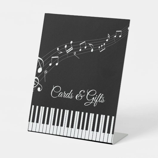 Klaviertasten musikalische Noten Schwarz-Weiß-Hoch Sockelschild (Vorderseite)