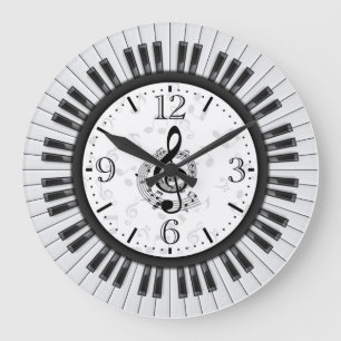 Klaviertasten Musikalische Noten Wanduhr