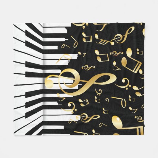 Klaviertasten Musiknote Fleecedecke (Vorderseite (Horizontal))