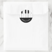 Klaviertasten, "PRACTICE" Runder Aufkleber (Tasche)