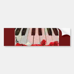 Klaviertasten, Rose und Musiknoten_ Autoaufkleber
