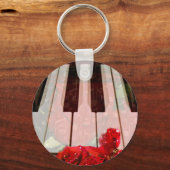 Klaviertasten, Rose und Musikstücke_ Schlüsselanhänger (Vorderseite)