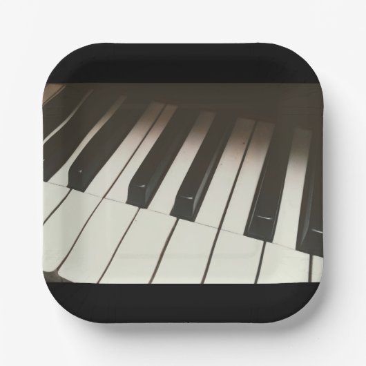 Klaviertasten - Stilvolles Schwarz-Weiß-Foto Pappteller (Vorderseite)