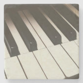 Klaviertasten - Stilvolles Schwarz-Weiß-Foto Steinuntersetzer (Vorderseite)