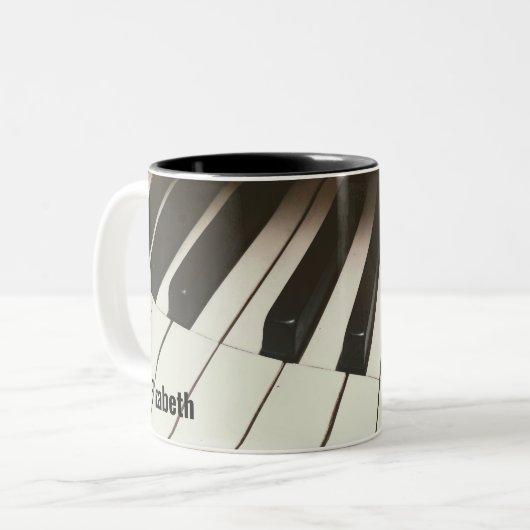 Klaviertasten - Stilvolles Schwarz-Weiß-Foto Zweifarbige Tasse (Vorderseite Links)