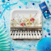 Klaviertasten und Blume Pappteller (Party)