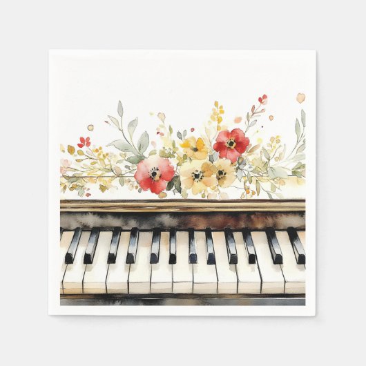 Klaviertasten und Blume Serviette (Vorderseite)