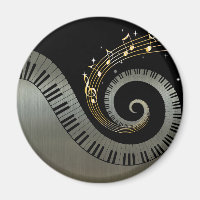 Klaviertasten und Gold-Musiknoten aus Aluminium