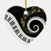 Klaviertasten und Gold-Musiknoten Keramik Ornament (Vorne)