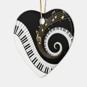 Klaviertasten und Gold-Musiknoten Keramik Ornament (Links)