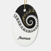 Klaviertasten und Gold-Musiknoten Keramikornament (Links)