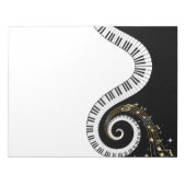 Klaviertasten und Gold-Musiknoten Notizblock (Vorderseite)