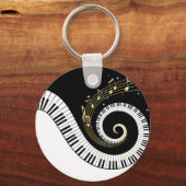 Klaviertasten und Gold-Musiknoten Schlüsselanhänger (Vorderseite)