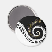 Klaviertasten und Gold Musiknotens Magnet (Vorderseite/Rückseite)