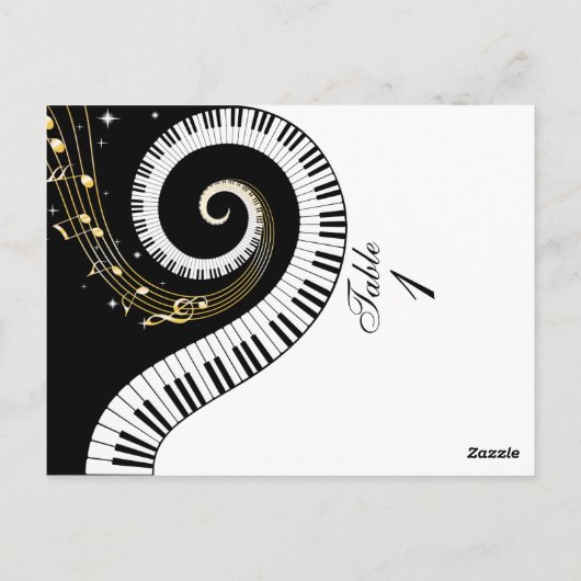 Klaviertasten und Golden Musiknotens Tischnummer (Rückseite)