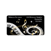 Klaviertasten und goldene Musiknoten Adressaufkleber (Vorne)
