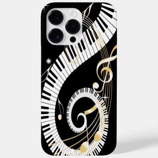 Klaviertasten und goldene Musiknoten Case-Mate iPhone Hülle (Rückseite)