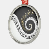 Klaviertasten und Goldene Musiknoten Fantasiedekor Silbernes Ornament (Links)