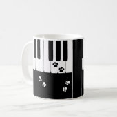 Klaviertasten und Katzenfußpfoten Kaffeetasse (Vorderseite Links)