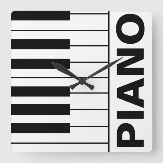 Klaviertasten zum Thema Musik Quadratische Wanduhr (Vorderseite)