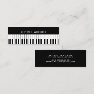 Klavierunterricht Musiklehrer Schwarz Mini Visitenkarte