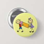Klebe Kinder mit Bleistift Button (Vorne & Hinten)