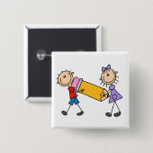 Klebe Kinder mit Bleistift Button (Vorne & Hinten)