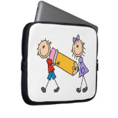 Klebe Kinder mit Bleistift Laptopschutzhülle (Vorne Rechts)