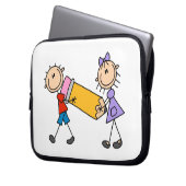 Klebe Kinder mit Bleistift Laptopschutzhülle (Vorderseite Links)