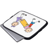 Klebe Kinder mit Bleistift Laptopschutzhülle (Vorne Knopf)
