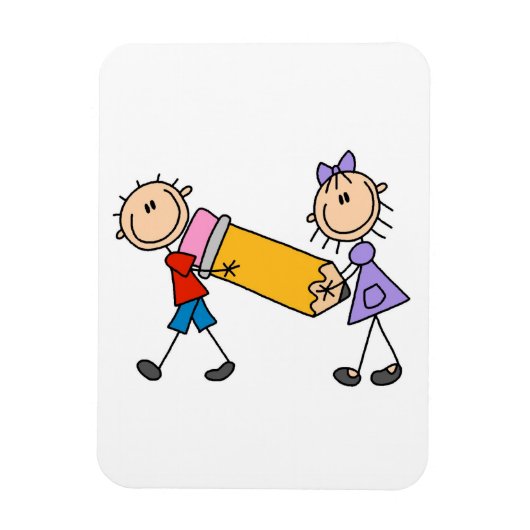 Klebe Kinder mit Bleistift Magnet (Vertikal)