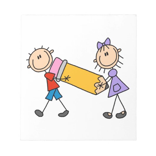 Klebe Kinder mit Bleistift Notizblock (Vorderseite)