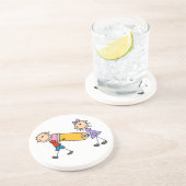 Klebe Kinder mit Bleistift Sandstein Untersetzer (Seite)