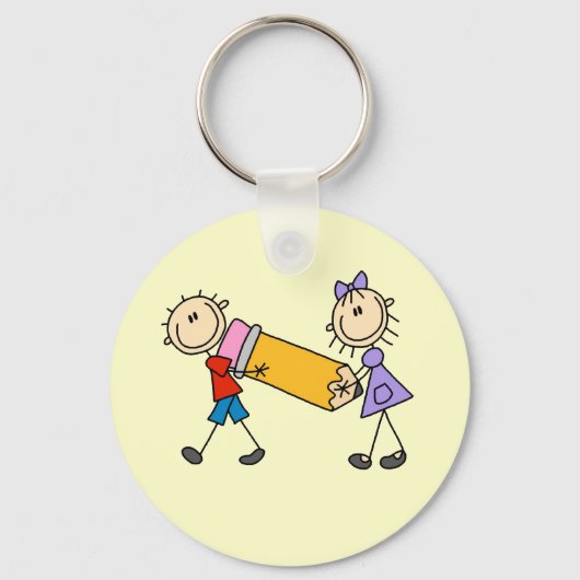Klebe Kinder mit Bleistift Schlüsselanhänger (Vorderseite)