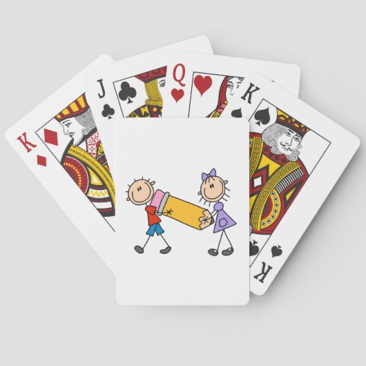 Klebe Kinder mit Bleistift Spielkarten (Rückseite)