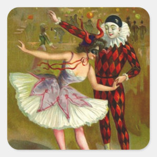 Klebe Maskerade Kostüm Party Harlekin Masken Quadratischer Aufkleber