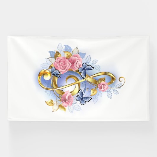Kleber mit rosa Rosen Banner (Horizontal)