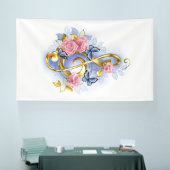 Kleber mit rosa Rosen Banner (Messe)