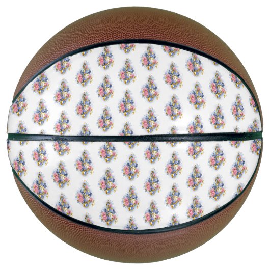 Kleber mit rosa Rosen Basketball (Vorderseite)