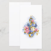 Kleber mit rosa Rosen Dankeskarte (Vorne/Hinten)
