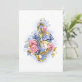 Kleber mit rosa Rosen Dankeskarte (Stehend Vorderseite)