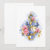 Kleber mit rosa Rosen Dankeskarte (Vorne/Hinten)