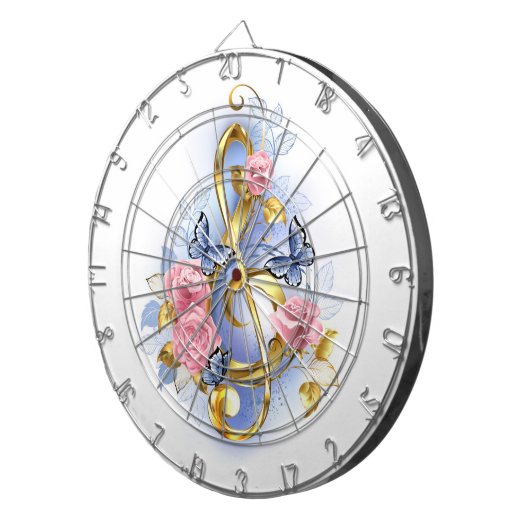 Kleber mit rosa Rosen Dartscheibe (Vorderseite rechts)