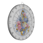 Kleber mit rosa Rosen Dartscheibe (Vorderseite Links)