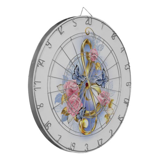 Kleber mit rosa Rosen Dartscheibe (Vorderseite Links)